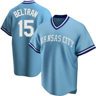 Replica Men's Carlos Beltran Kansas City Royals Road Cooperstown Collection Jersey - Light Blue