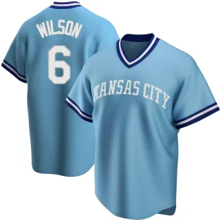 Replica Youth Willie Wilson Kansas City Royals Road Cooperstown Collection Jersey - Light Blue